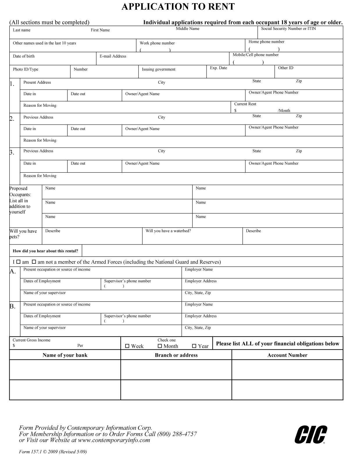 Rental Application Form