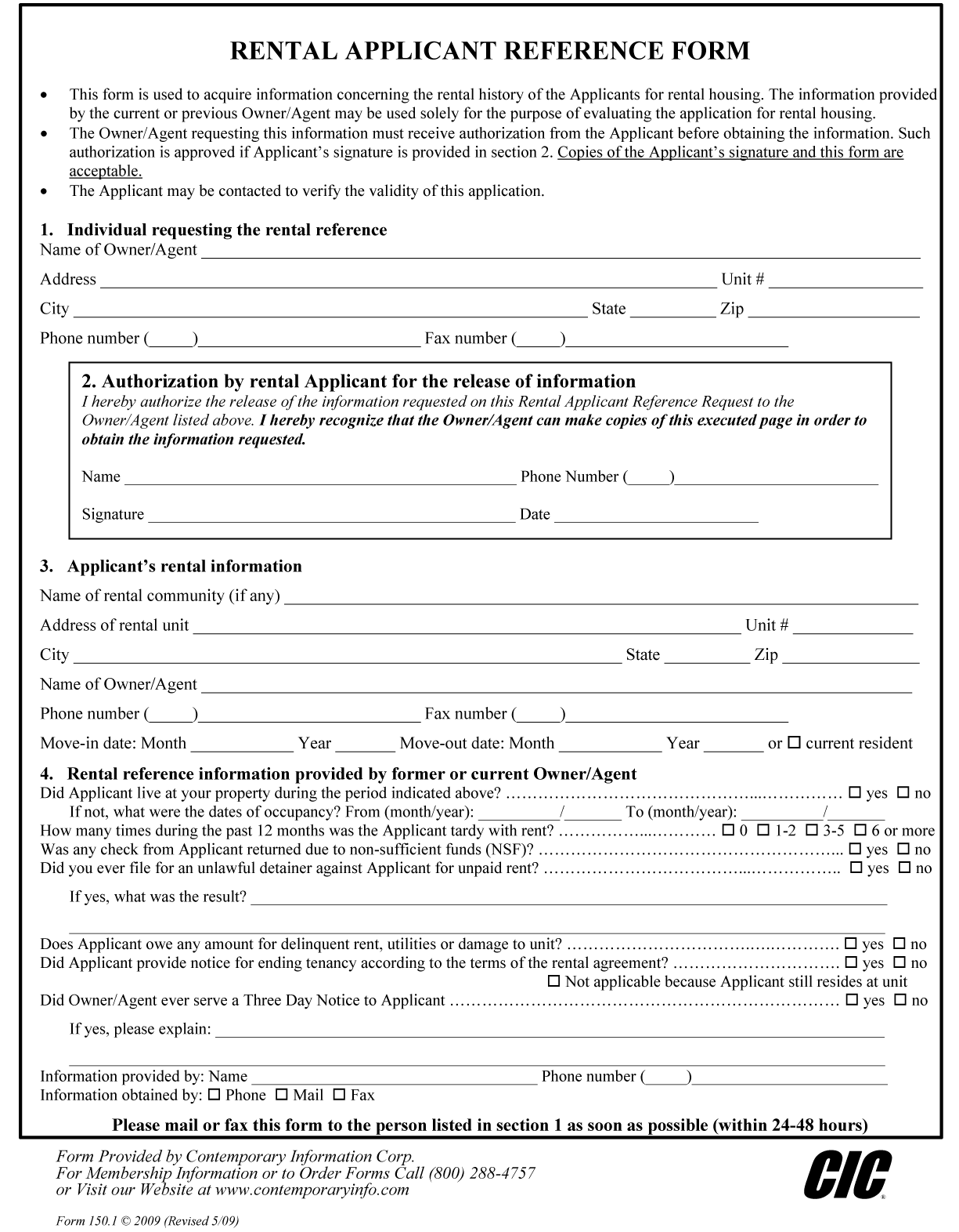 rental application form